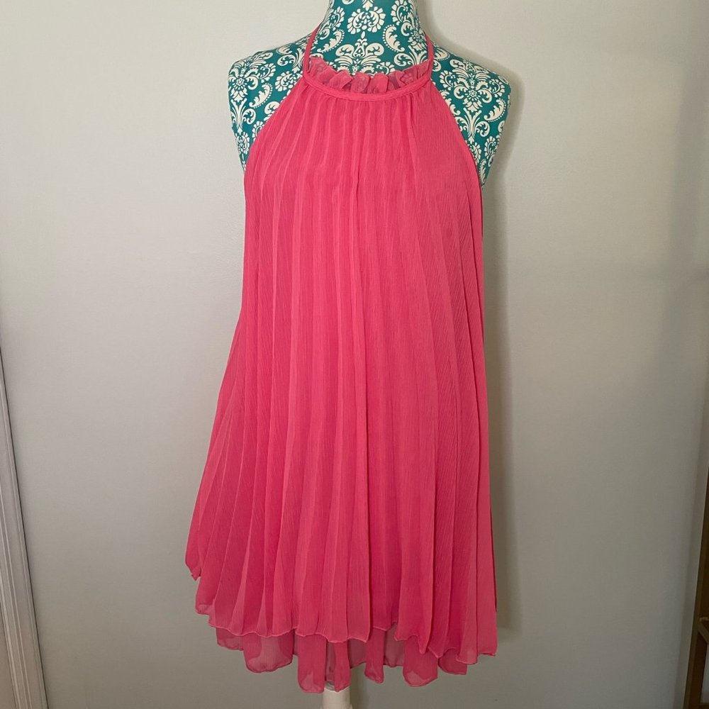 Easel Pleaded Pink Halter Dress M